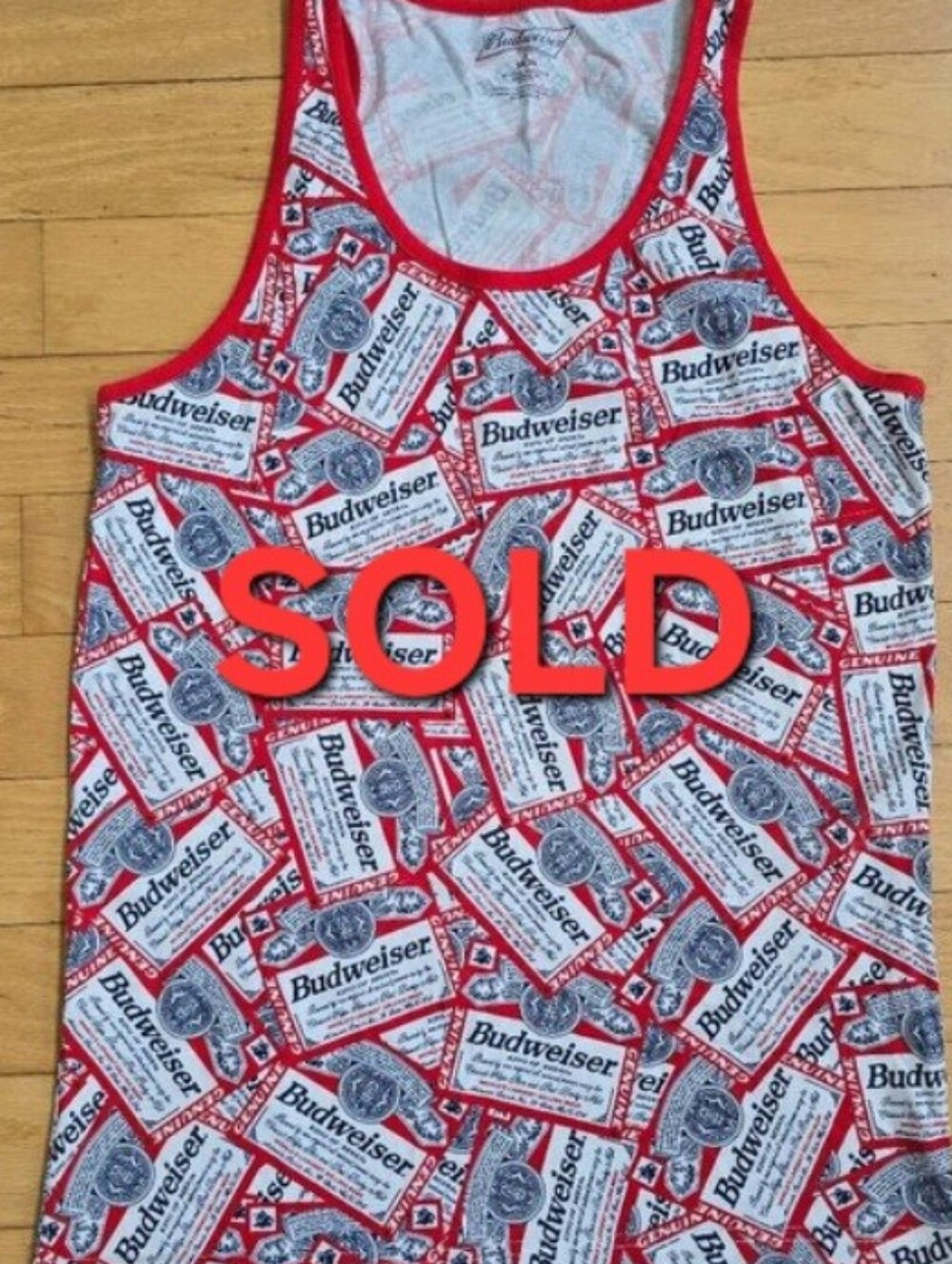 Budweiser | sporty all-over print white tank top | MENS S